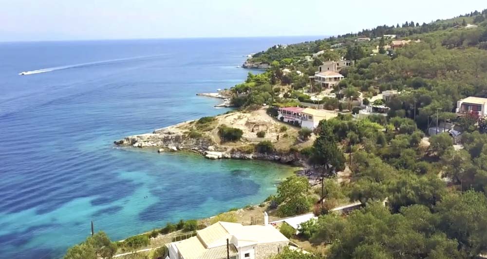 Mati coast, with turquoise blue waters.
