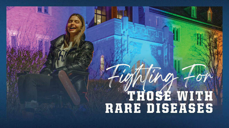 Click to view the Fighting For those with Rare Diseases video featuring Notre Dame student Annie Hamilton and College of Science Dean Santiago Schnell