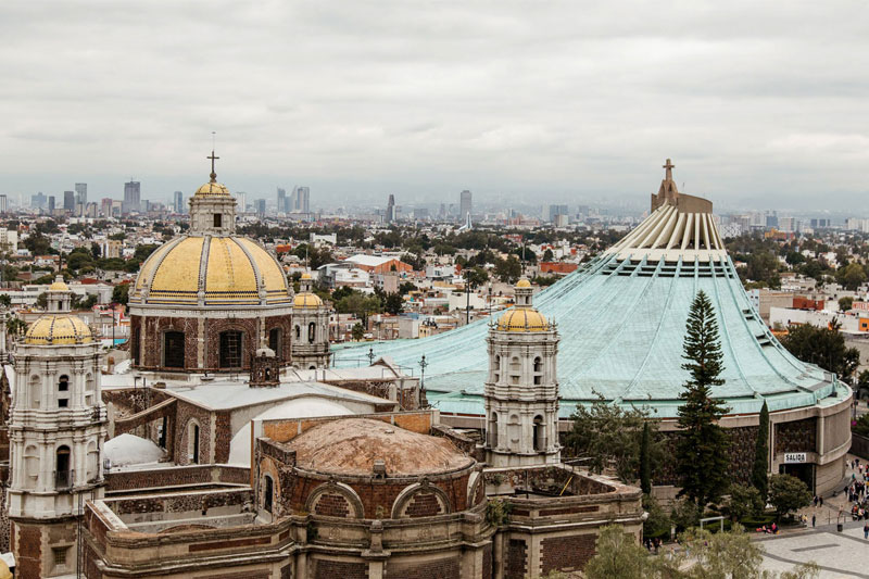 Aerial view of Our Lady of Guadalupe church in Mexico