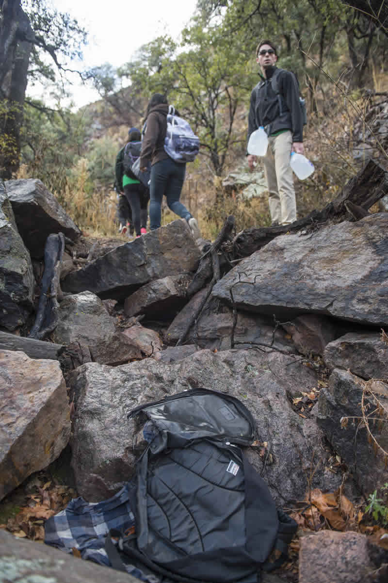 Team members dropping off suplies