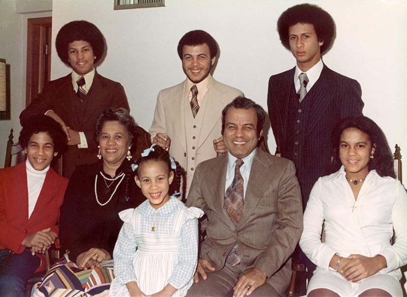 Francis and Blanche surrounded by their six children.
