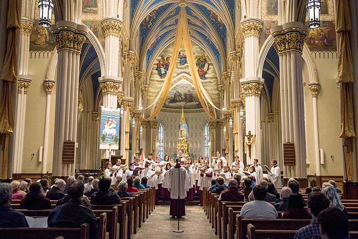 The Notre Dame Liturgical Choir performed some of the chants as part of a concert in the Basilica of the Sacred Heart on April 30