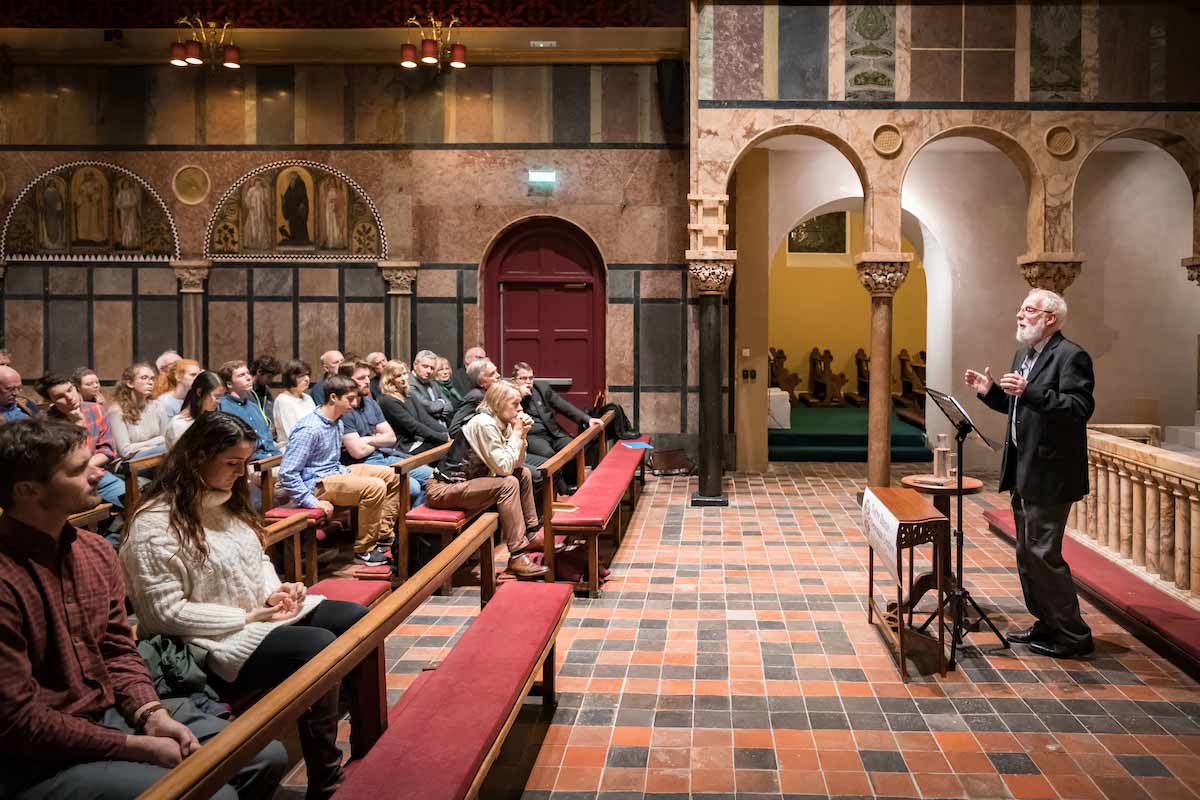 Theology professor Cyril O&rsquo;Regan give a lecture on faith and reason in a secular age. The lecture at Newman University Church in Dublin, Ireland was part of the inaugural events of the Notre Dame-Newman Centre for Faith and Reason.