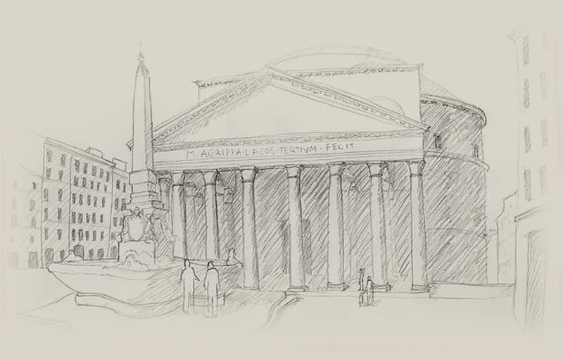 A student sketch of the Pantheon.