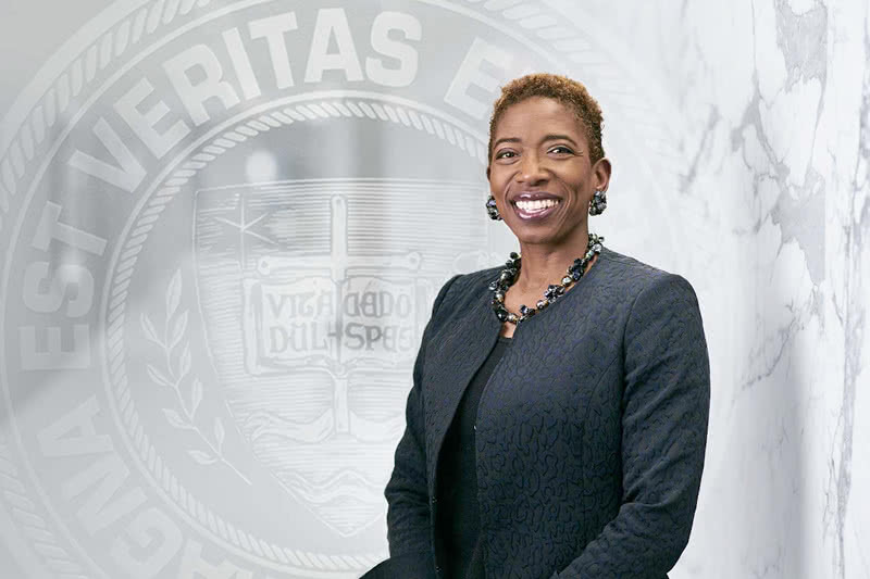 A portrait of Carla Harris.
