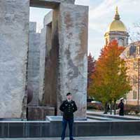 ROTC cadets and midshipmen stand at parade rest for vigil at the Clarke Memorial Fountain in honor of Veterans Day. November, 2014.