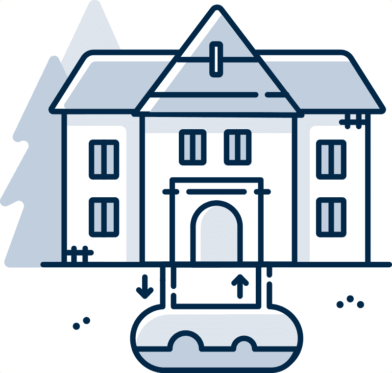 Illustration of a building using geothermal energy.