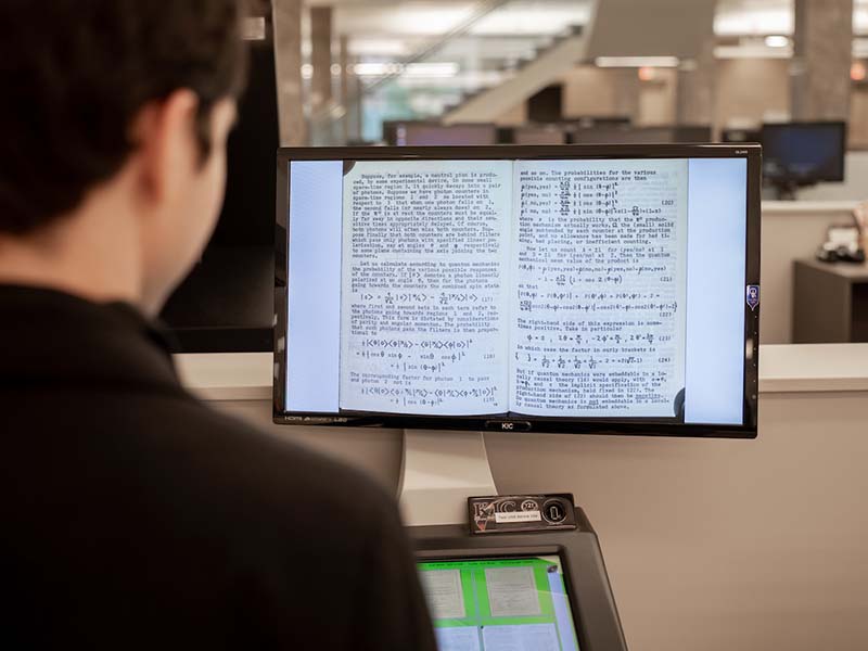 The scanned pages displayed on the screen of the scanner.